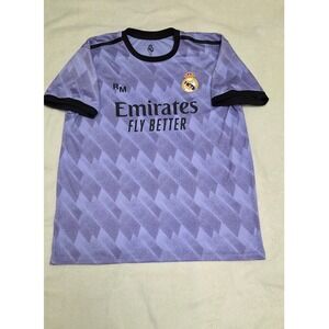 REAL MADRID MENS AWAY 2022/23 SOCCER JERSEY PURPLE EMIRATES FLY BETTER SIZE XL